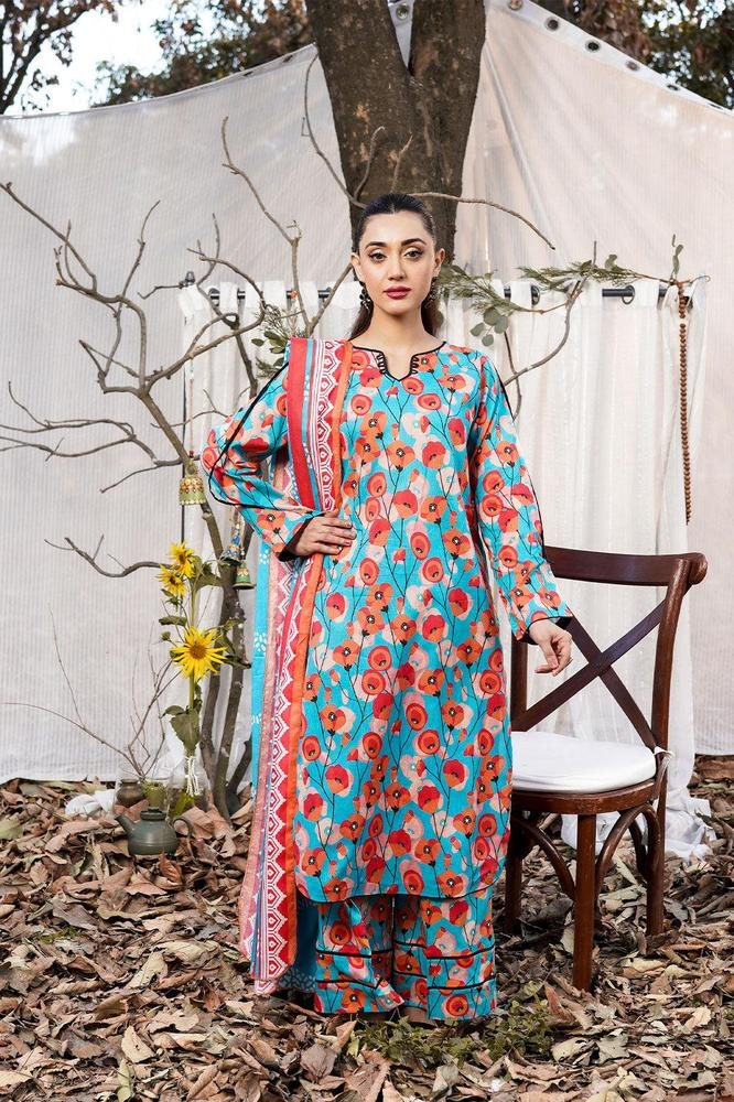 3 Pcs Women,s Stitched Printed Suit Lawn Suit