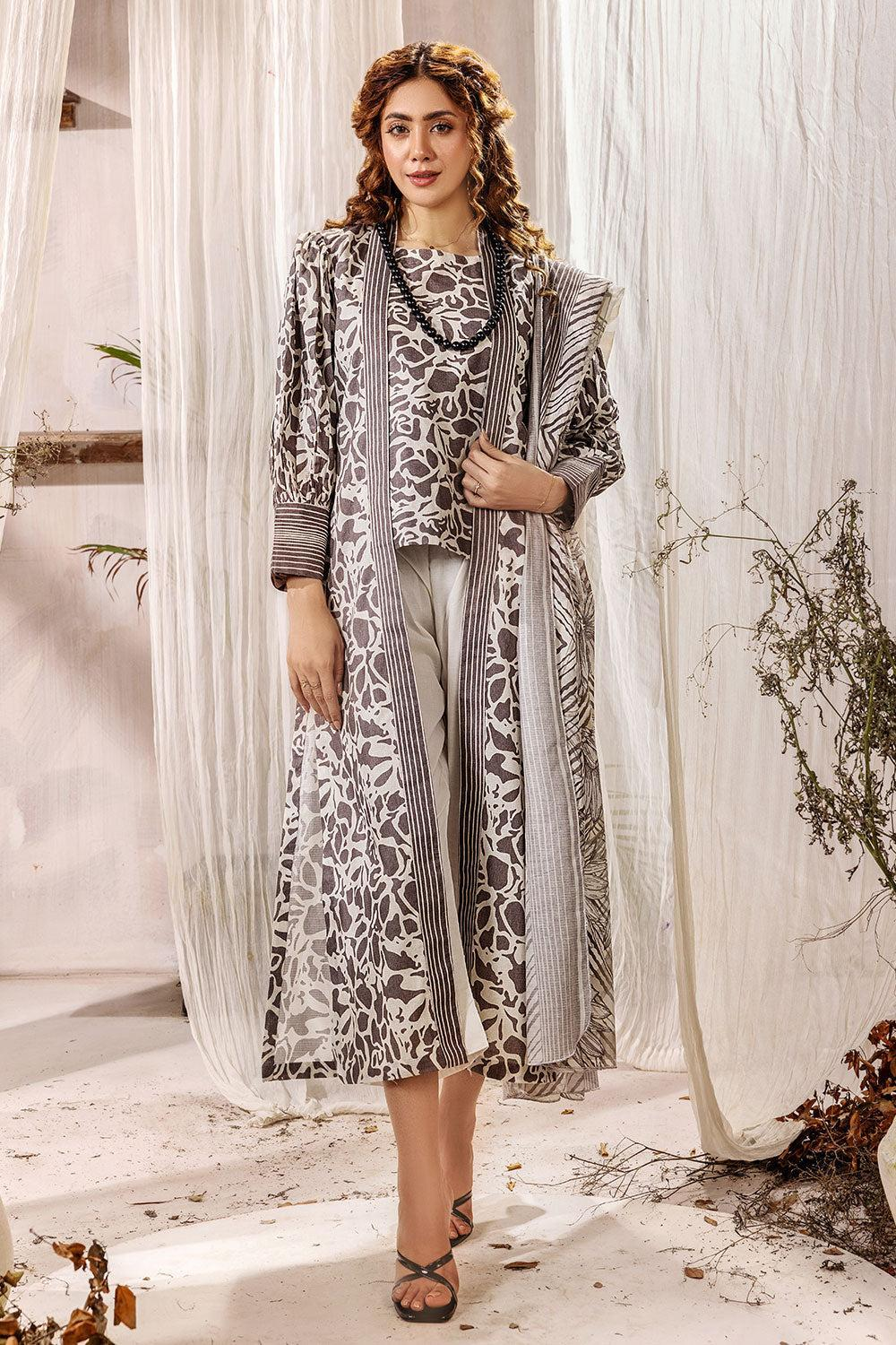 3 Pcs Digital Printed Doria Lawn Unstitched Suit,KOK-07