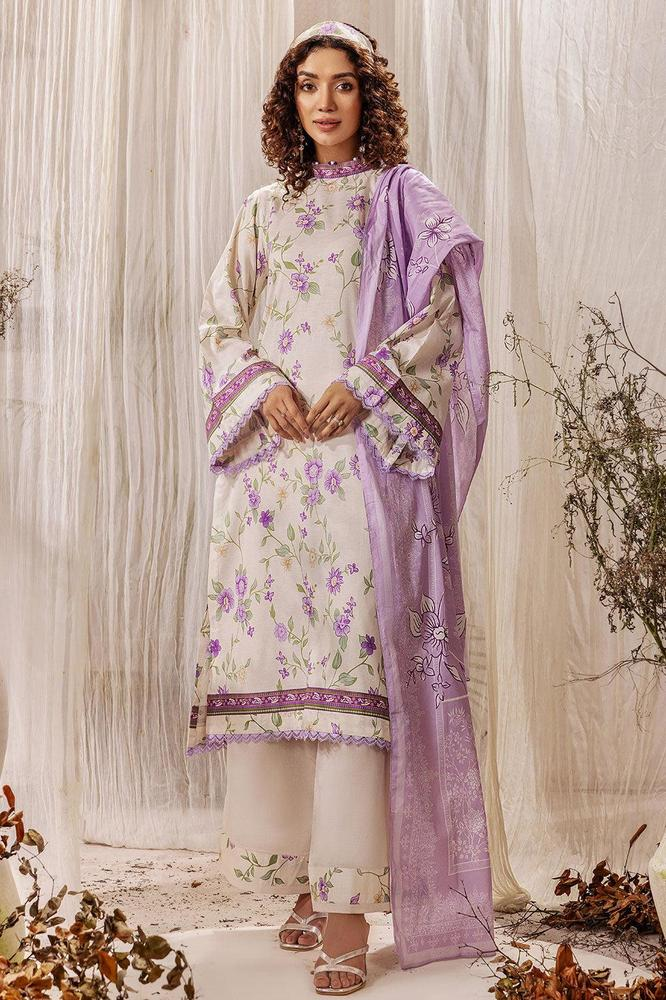 3 Pcs Digital Printed Doria Lawn Unstitched Suit,KOK-09