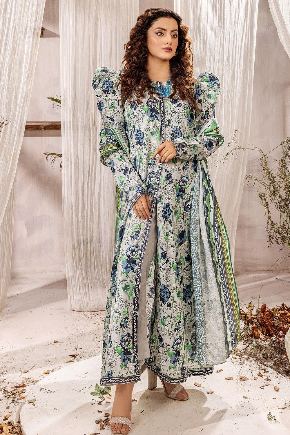 3 Pcs Digital Printed Doria Lawn Unstitched Suit,KOK-05