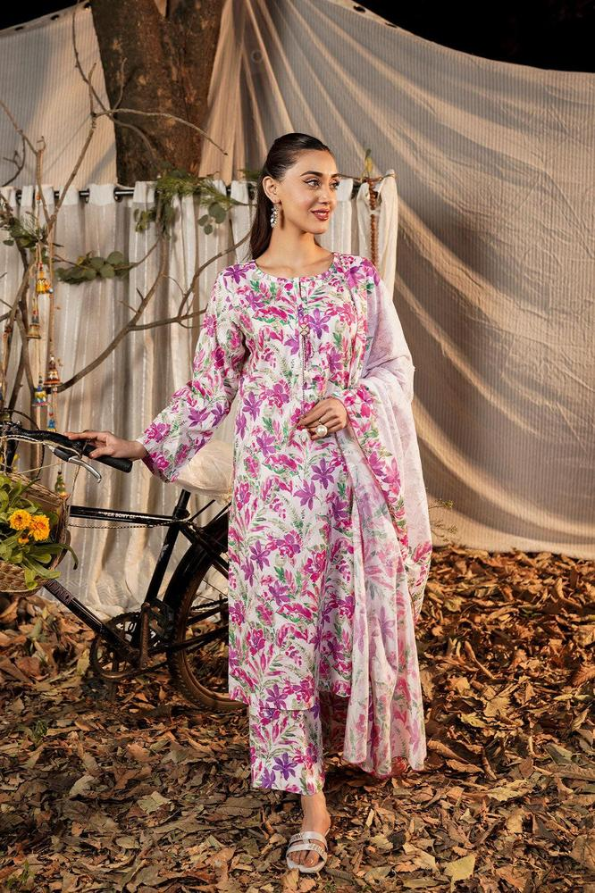 3 Pcs Women,s Stitched Printed Suit Lawn Suit