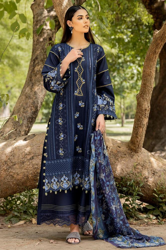 3 Pcs Unstitched Embroidered Suit-SPN-03