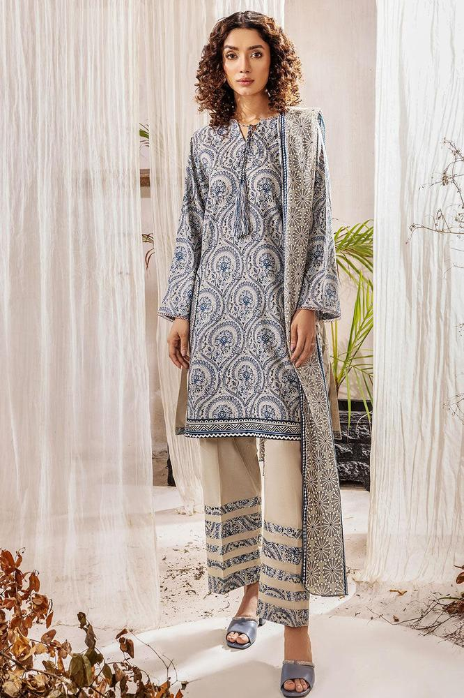 3 Pcs Digital Printed Doria Lawn Unstitched Suit,KOK-12