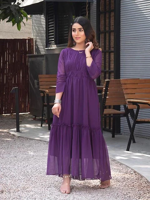 1 Pcs Nazmina Chiffon Plain Women Maxi FR-363